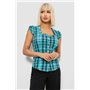 Блуза в клітину, колір бірюзовий, 230R2502 230R2502 AGER фото - Luxbikini