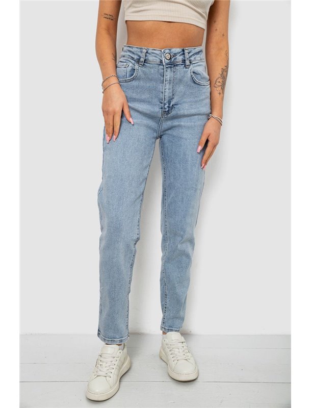 Джинси жіночі однотонні Battal Mom, колір блакитний, 244R00289 244R00289 AGER фото - Luxbikini