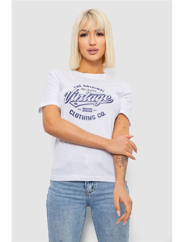 Жіноча футболка з принтом, колір білий, 241R138 241R138 AGER фото - Luxbikini