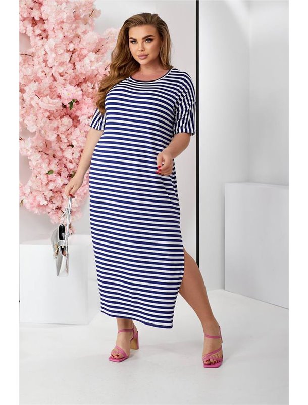 Сукня повсякденна в смужку, колір синьо-білий, 257R130-5 257R130-5 AGER фото - Luxbikini