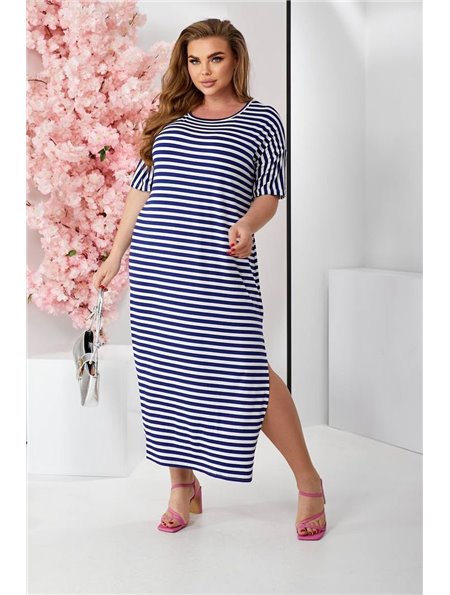 Сукня повсякденна в смужку, колір синьо-білий, 257R130-5 257R130-5 AGER фото - Luxbikini