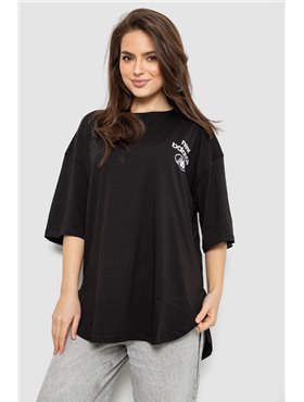 Футболка жіноча з принтом, колір чорний, 244R2030 244R2030 AGER фото - Luxbikini
