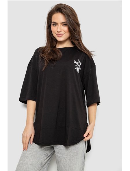 Футболка жіноча з принтом, колір чорний, 244R2030 244R2030 AGER фото - Luxbikini