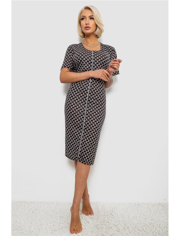 Халат жіночий на блискавці з принтом, колір чорний, 257R1030-7 257R1030-7 AGER фото - Luxbikini