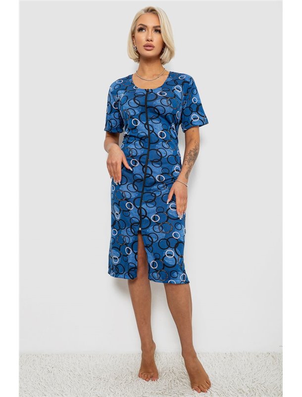 Халат жіночий на блискавці з принтом, колір синій, 257R1030-1 257R1030-1 AGER фото - Luxbikini