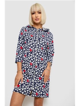 Халат жіночий на блискавці з принтом, колір синьо-білий, 257R1026 257R1026 AGER фото - Luxbikini