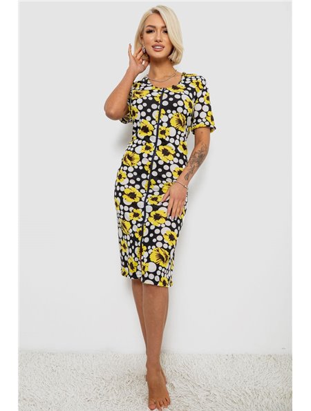 Халат жіночий на блискавці з принтом, колір жовтий, 257R1030-2 257R1030-2 AGER фото - Luxbikini