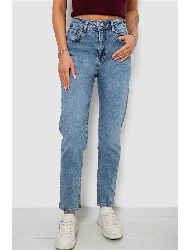 Джинси жіночі однотонні MOM, колір блакитний, 244R00136 244R00136 AGER фото - Luxbikini