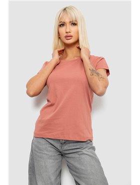 Футболка жіноча однотонна, колір пудровий, 244R2806 244R2806 AGER фото - Luxbikini