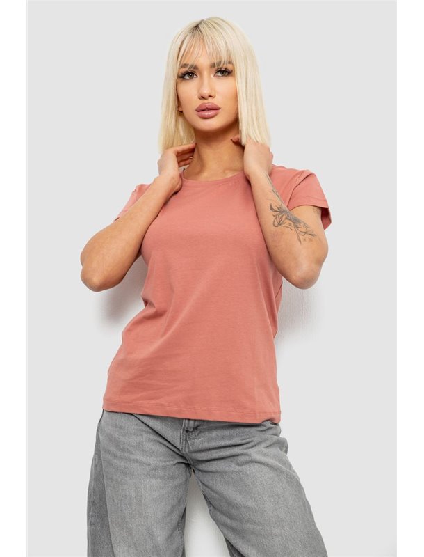 Футболка жіноча однотонна, колір пудровий, 244R2806 244R2806 AGER фото - Luxbikini