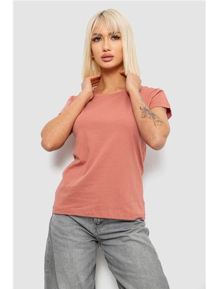 Футболка жіноча однотонна, колір пудровий, 244R2806 244R2806 AGER фото - Luxbikini