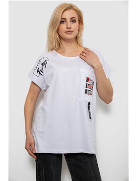 Футболка жіноча з принтом, колір молочний, 244R2413 244R2413 AGER фото - Luxbikini