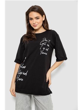 Футболка жіноча з принтом 0, колір чорний, 244R1024-1 244R1024-1 AGER фото - Luxbikini