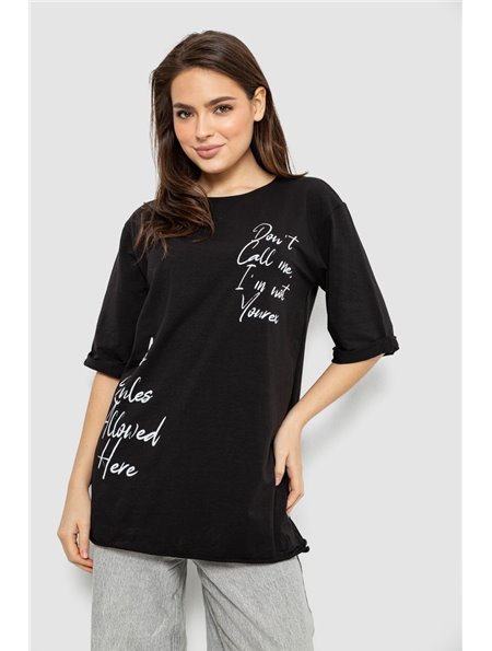 Футболка жіноча з принтом 0, колір чорний, 244R1024-1 244R1024-1 AGER фото - Luxbikini