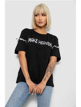 Футболка жіноча з принтом, колір чорний, 244R2351 244R2351 AGER фото - Luxbikini