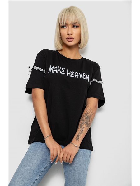 Футболка жіноча з принтом, колір чорний, 244R2351 244R2351 AGER фото - Luxbikini