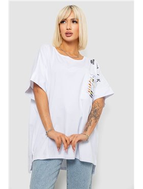 Футболка жіноча з принтом, колір білий, 244R2514 244R2514 AGER фото - Luxbikini