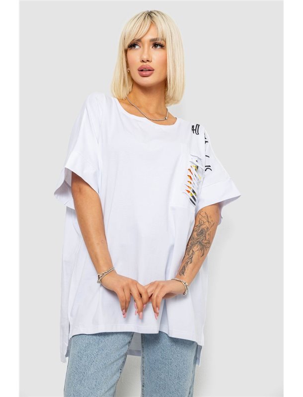 Футболка жіноча з принтом, колір білий, 244R2514 244R2514 AGER фото - Luxbikini