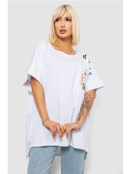 Футболка жіноча з принтом, колір білий, 244R2514 244R2514 AGER фото - Luxbikini