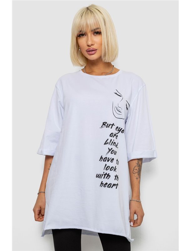 Футболка жіноча з принтом, колір білий, 244R2008 244R2008 AGER фото - Luxbikini