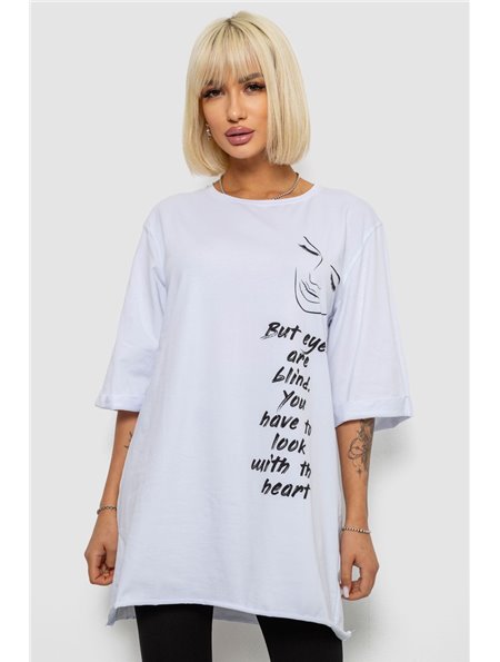 Футболка жіноча з принтом, колір білий, 244R2008 244R2008 AGER фото - Luxbikini