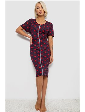 Халат жіночий на блискавці в горох, колір синьо-червоний, 257R1030-5 257R1030-5 AGER фото - Luxbikini