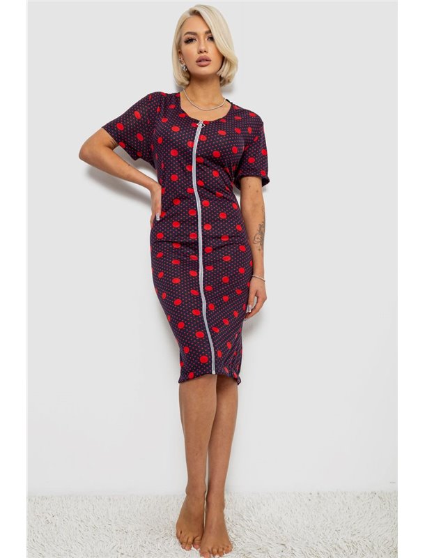 Халат жіночий на блискавці в горох, колір синьо-червоний, 257R1030-5 257R1030-5 AGER фото - Luxbikini