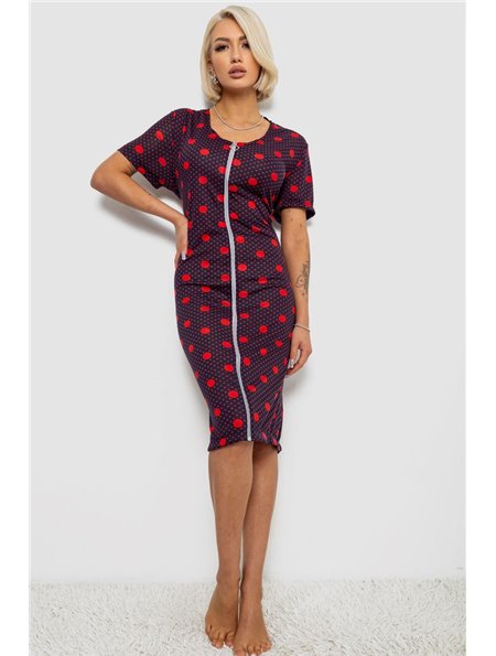 Халат жіночий на блискавці в горох, колір синьо-червоний, 257R1030-5 257R1030-5 AGER фото - Luxbikini