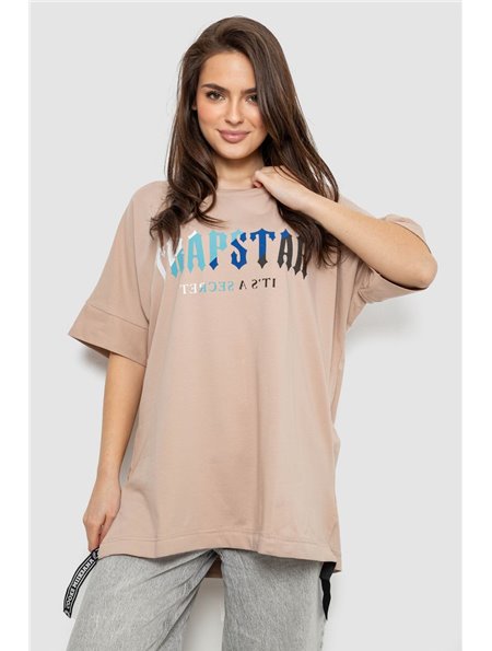 Футболка жіноча з принтом, колір бежевий, 244R4012 244R4012 AGER фото - Luxbikini