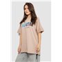 Футболка жіноча з принтом, колір бежевий, 244R4012 244R4012 AGER фото - Luxbikini