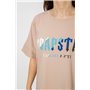 Футболка жіноча з принтом, колір бежевий, 244R4012 244R4012 AGER фото - Luxbikini