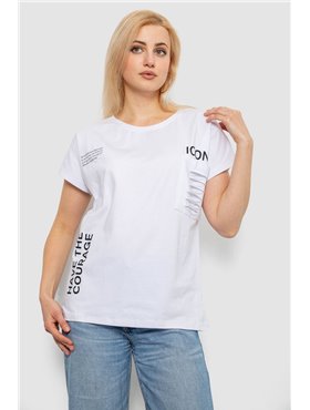 Футболка жіноча з принтом, колір білий, 244R2318-5 244R2318-5 AGER фото - Luxbikini