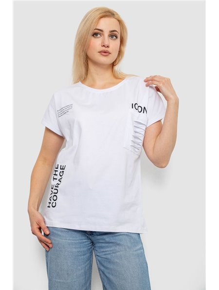 Футболка жіноча з принтом, колір білий, 244R2318-5 244R2318-5 AGER фото - Luxbikini