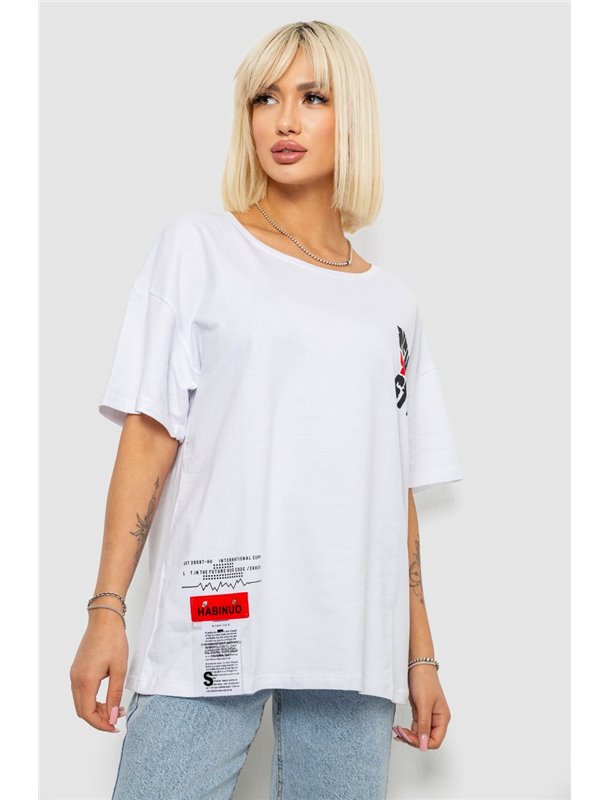 Футболка жіноча з принтом, колір білий, 244R2408-5 244R2408-5 AGER фото - Luxbikini