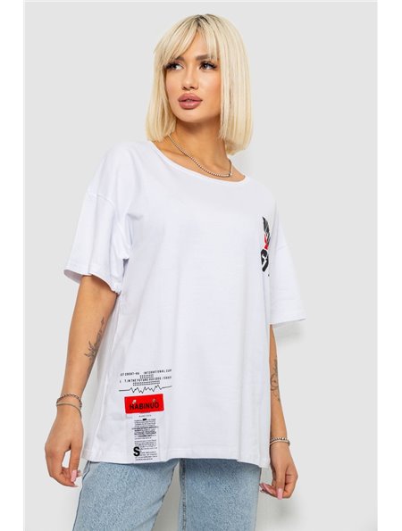 Футболка жіноча з принтом, колір білий, 244R2408-5 244R2408-5 AGER фото - Luxbikini