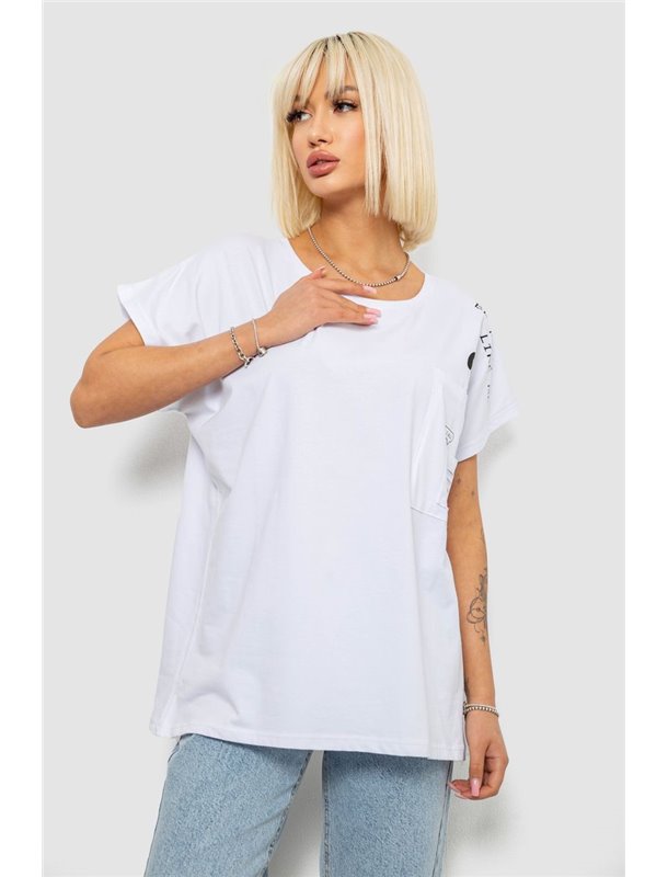 Футболка жіноча з принтом, колір білий, 244R2418 244R2418 AGER фото - Luxbikini