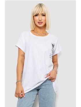 Футболка жіноча з принтом, колір білий, 244R2430 244R2430 AGER фото - Luxbikini