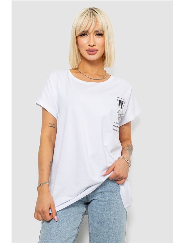 Футболка жіноча з принтом, колір білий, 244R2430 244R2430 AGER фото - Luxbikini