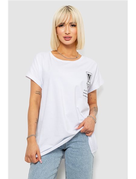 Футболка жіноча з принтом, колір білий, 244R2430 244R2430 AGER фото - Luxbikini