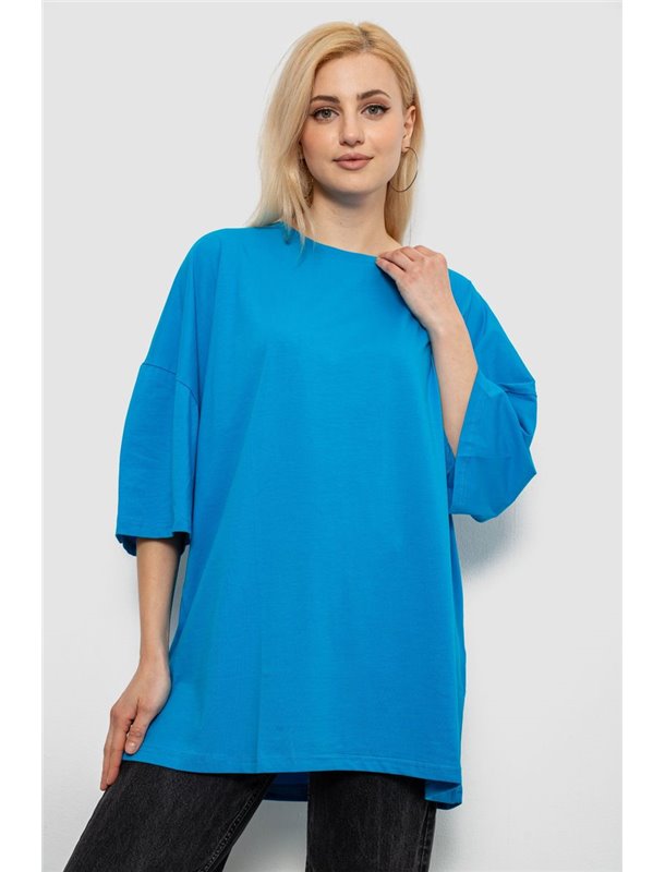 Футболка жіноча однотонна, колір блакитний, 244R3018 244R3018 AGER фото - Luxbikini