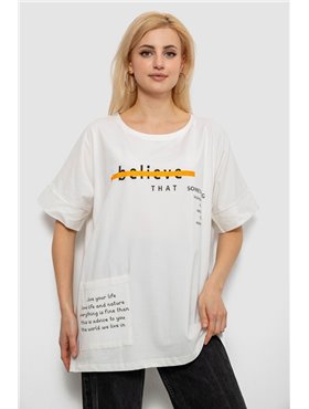 Футболка жіноча з принтом, колір молочний, 244R4020 244R4020 AGER фото - Luxbikini