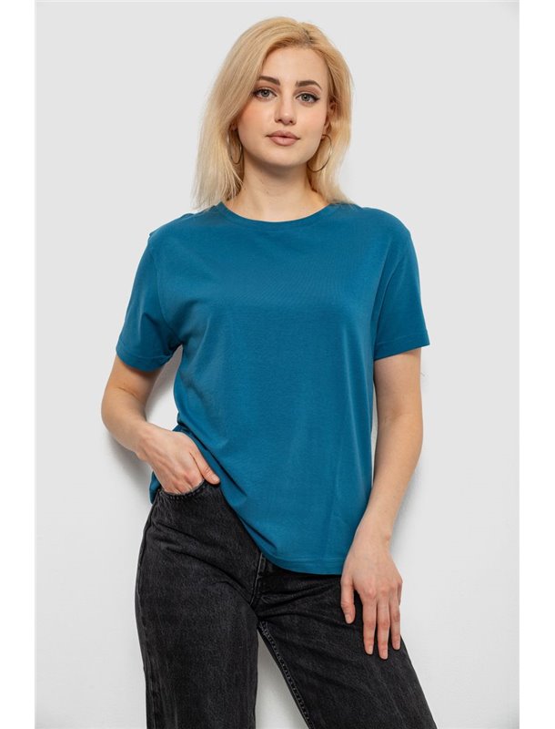 Футболка жіноча однотонна, колір джинс, 244R802-5 244R802-5 AGER фото - Luxbikini