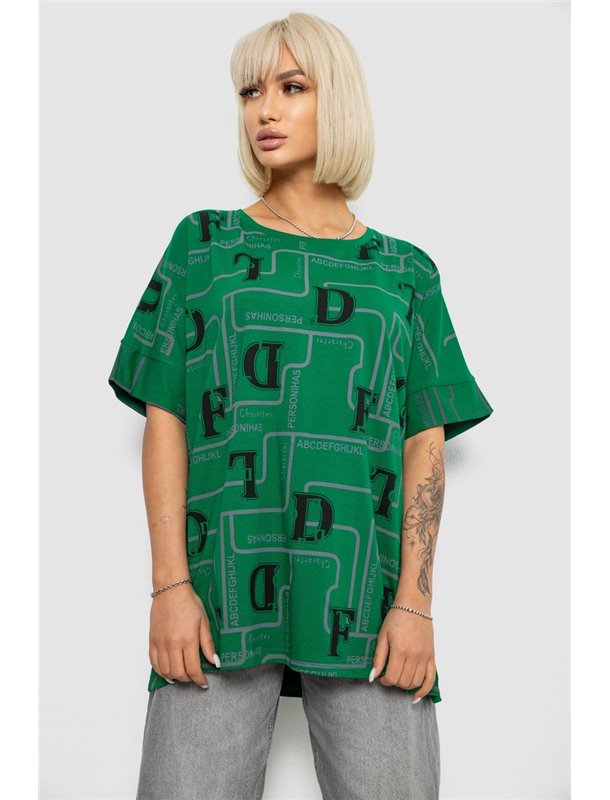Футболка жіноча з принтом, колір зелений, 244R4016 244R4016 AGER фото - Luxbikini