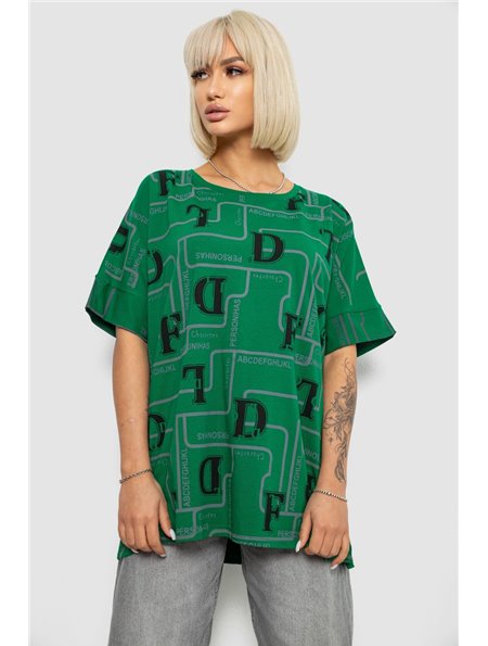 Футболка жіноча з принтом, колір зелений, 244R4016 244R4016 AGER фото - Luxbikini
