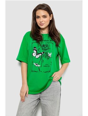 Футболка жіноча з принтом, колір зелений, 244R2009 244R2009 AGER фото - Luxbikini