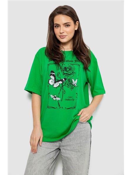 Футболка жіноча з принтом, колір зелений, 244R2009 244R2009 AGER фото - Luxbikini