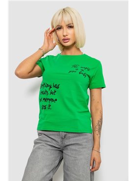 Футболка жіноча з принтом, колір зелений, 244R1022 244R1022 AGER фото - Luxbikini