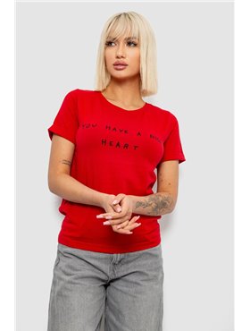 Футболка жіноча з принтом, колір червоний, 244R2002 244R2002 AGER фото - Luxbikini