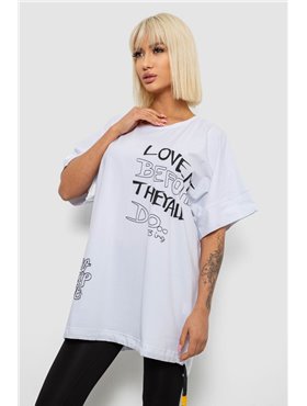 Футболка жіноча з принтом, колір білий, 244R4006 244R4006 AGER фото - Luxbikini