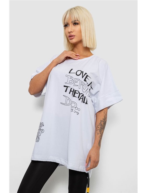 Футболка жіноча з принтом, колір білий, 244R4006 244R4006 AGER фото - Luxbikini